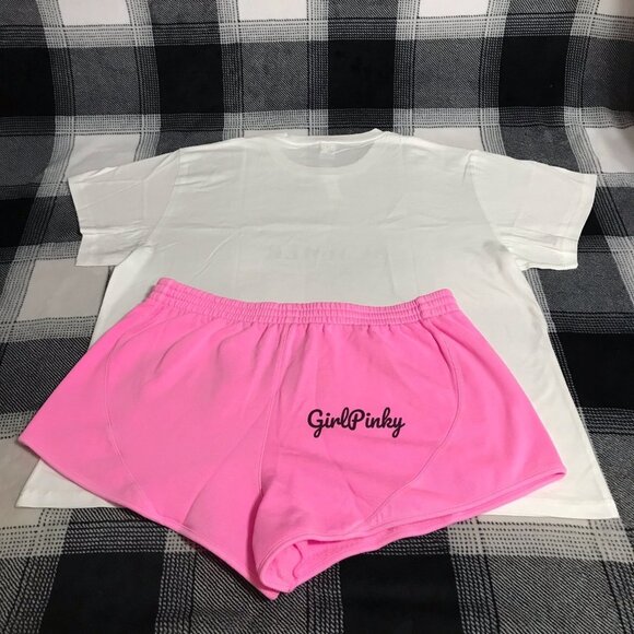 victoria secrets PINK CURVED HEM shorts outfit IN HOT PINK SIZE EXTRA LARGE - Picture 7 of 7